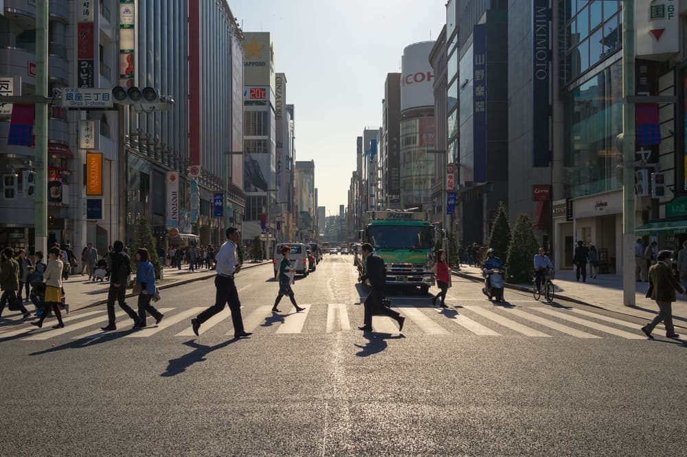 Ginza crosswalk adjacent to the Apple store