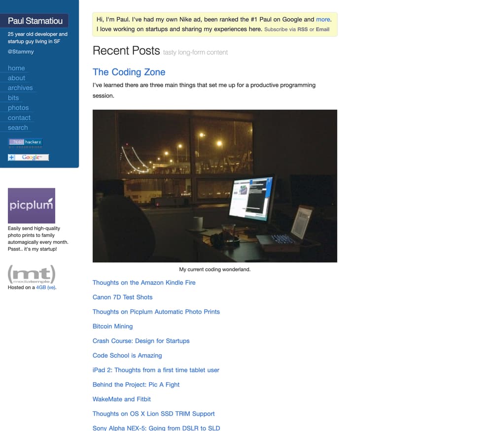 PaulStamatiou.com in 2011