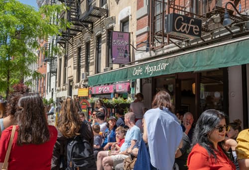 Cafe Mogador in the East Village during the annual Dance Parade
