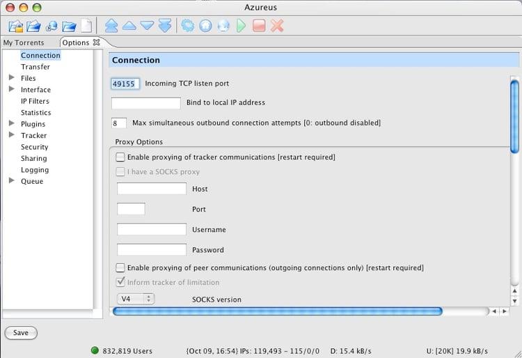 Azureus TCP Port Changing