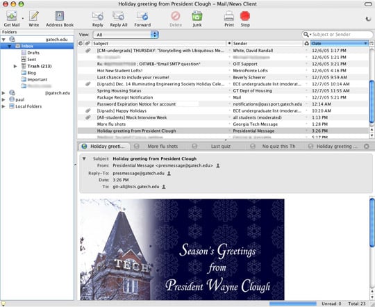 Thunderbird 1.6 Alpha 1 tabs