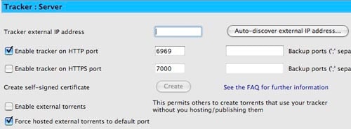 Tracker Server Preferences