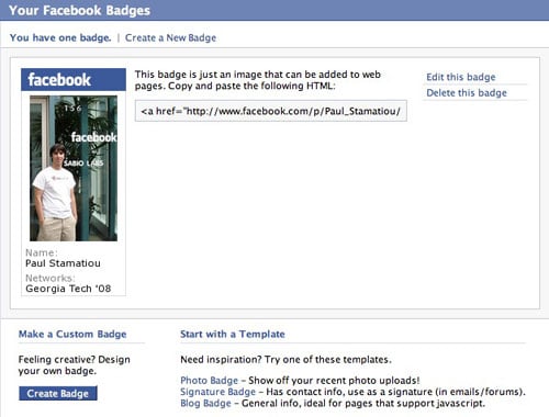 FaceBook Badges