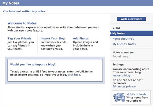 FaceBook Notes