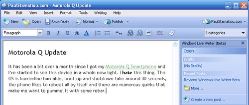 Windows Live Writer - Bug
