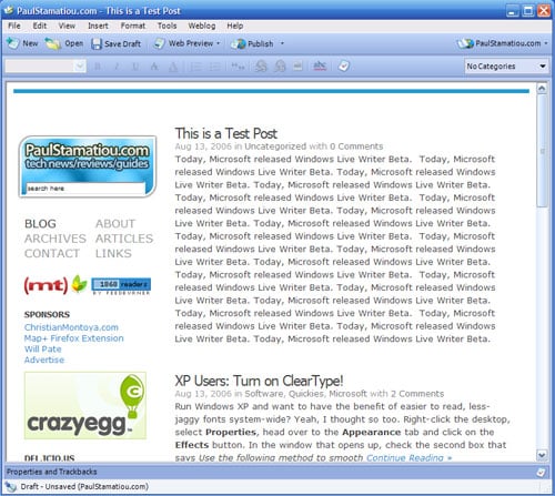 Windows Live Writer - Live Post Preview