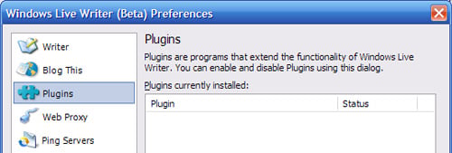 Windows Live Writer - plugins