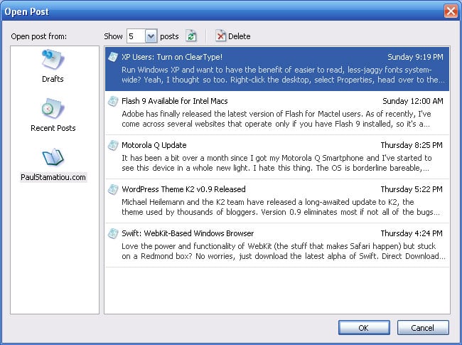 Windows Live Writer - Post Manager