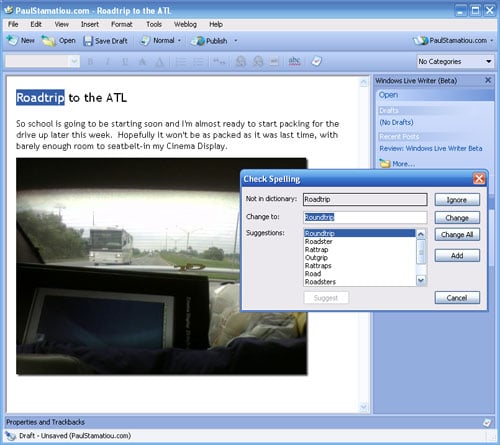 Windows Live Writer - Spell Check
