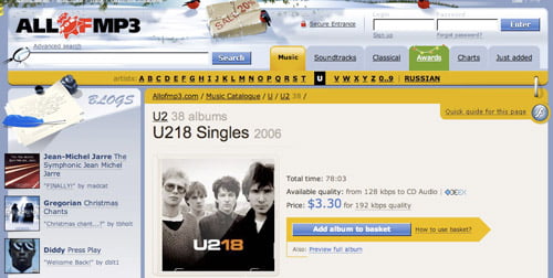 AllofMP3.com screenshot
