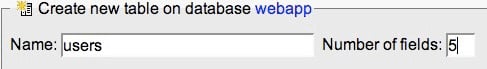 Webapp Database new table