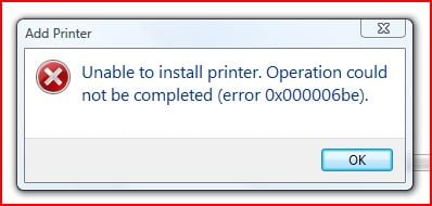 Vista Printer Error