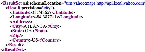 Yahoo! Geocoding XML