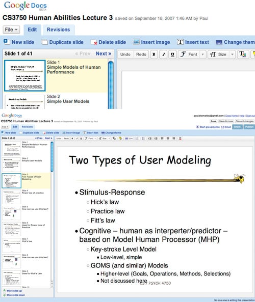 Google Docs » Presentations