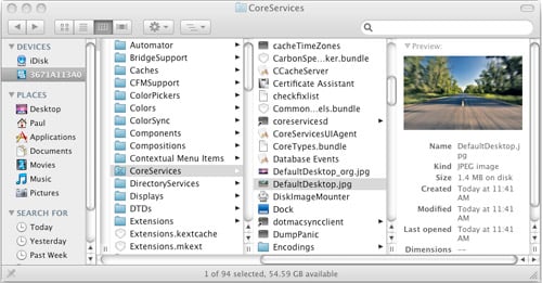 Leopard Login DefaultDesktop in Finder