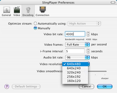 SlingPlayer Preferences
