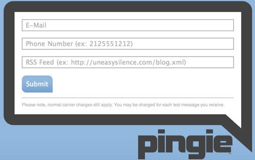 Pingie - RSS to SMS