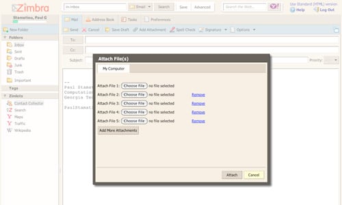 Zimbra - Add Attachment