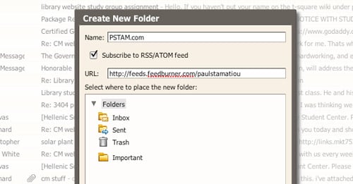 Zimbra - Add RSS Feed