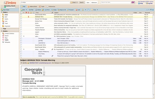 Zimbra Webmail Interface