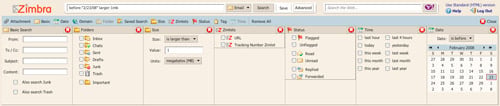Zimbra Search Options