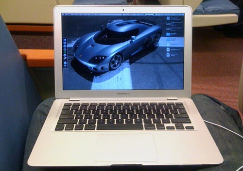 MacBook Air on Washington, D.C. metro train