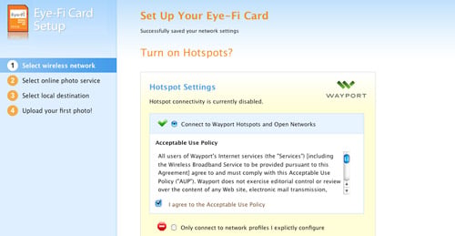 Eye-Fi Manager: Wayport Hotspots