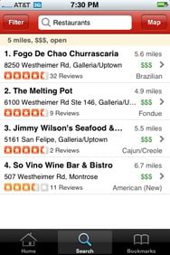iPhone 3G Yelp Application