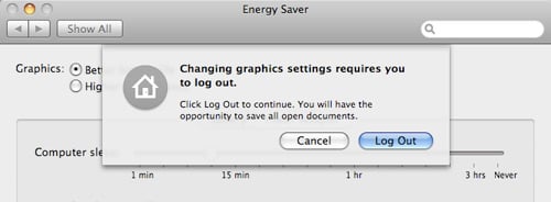 Energy Saver Graphics Settings