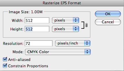 Rasterizing EPS in Photoshop
