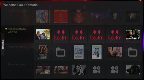 Boxee home screen