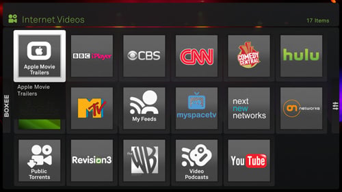 Internet content on Boxee