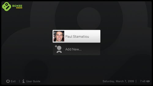 Boxee User Login Screen
