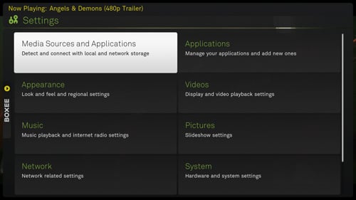 Boxee Settings