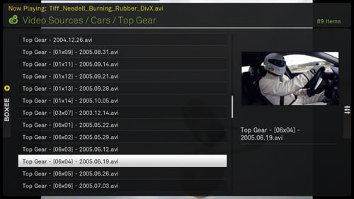 Boxee video list view