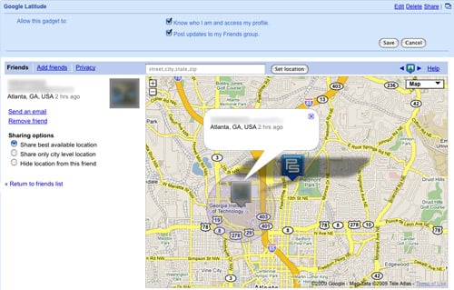 Google Latitude Gadget - Location Sharing
