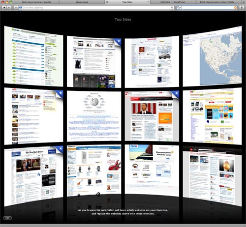 Top Sites in Safari 4 Beta