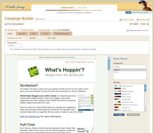 Create Email Campaign - MailChimp