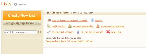 Email Lists - MailChimp