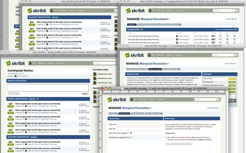 Skribit Redesign Photoshop Mockups by Justin Ruckman