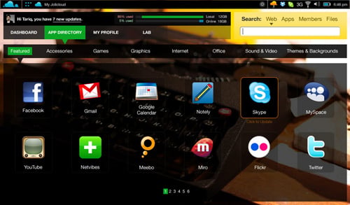 Jolicloud Netbook OS App Directory Screen
