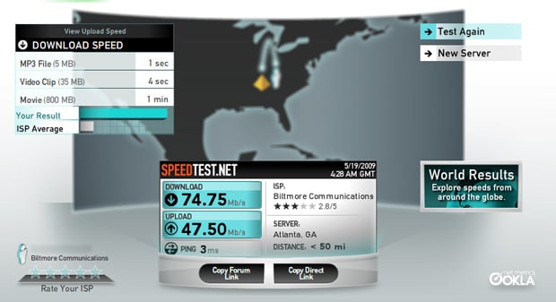 DirecPATH/Purdigital/Biltmore Communications ISP Bandwidth Test in Midtown Atlanta