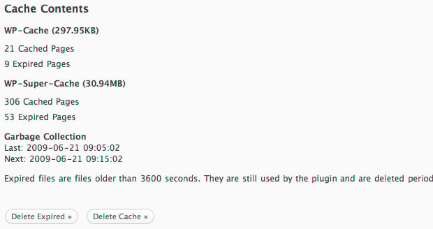 WordPress Super Cache - empty cache