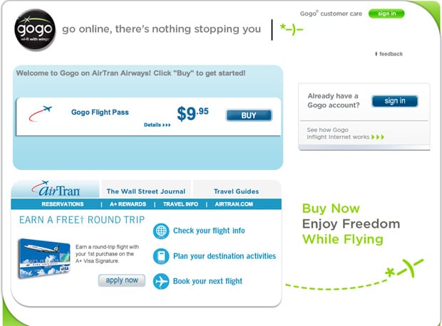 Gogo Inflight Internet access website