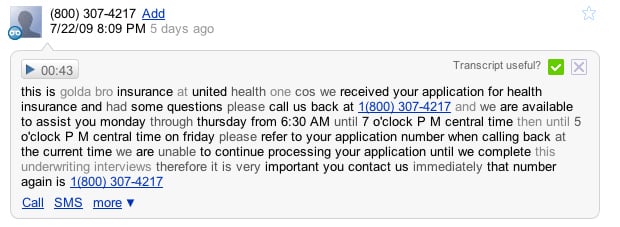 Google Voice - Voicemail Transcription
