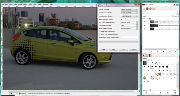 HDR process with GIMP and Exposure Blend script