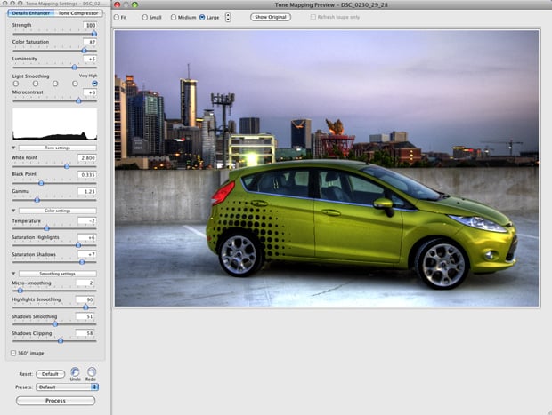 The Photomatix Pro tone-mapping interface