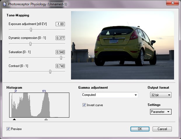 Running a Photoreceptor Physiology tone-map in Picturenaut