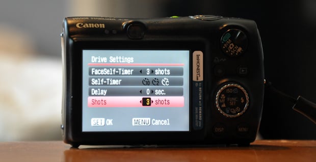 Canon 990IS - Setting Self-Timer for autobracketing