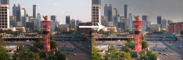 Photomatix Pro - simulated HDR image before and after